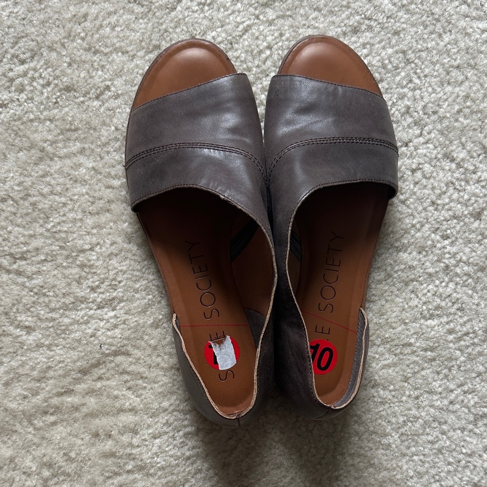 Sole Society Gray and Brown Mules